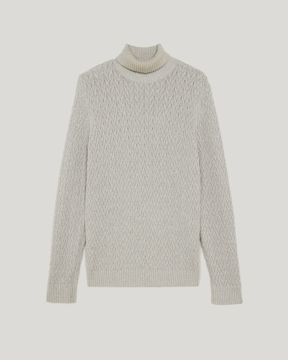 Textured Roll Neck Knit, Grey Marle Textured Roll Neck Knit, Grey Marle, hi-res
